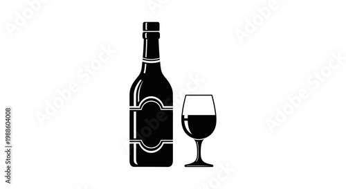 Wine bottle and glass icon.