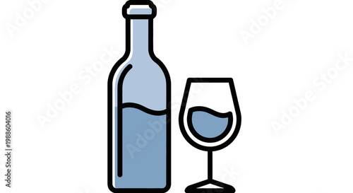 Wine bottle and glass icon.
