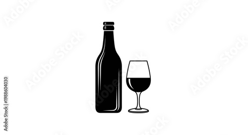 Wine bottle and glass icon.