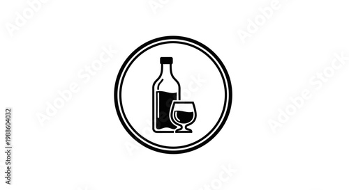 Wine bottle and glass icon.