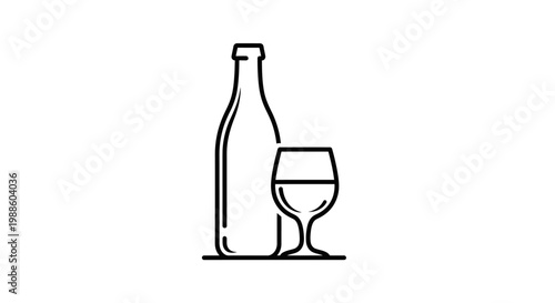Wine bottle and glass icon.