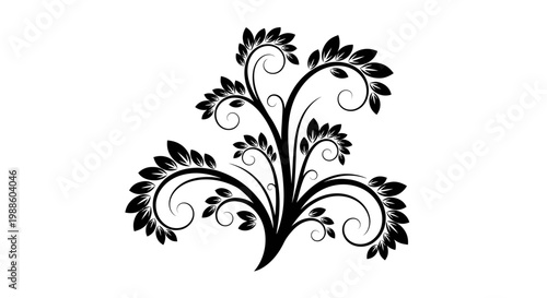 Ornate black floral design element.