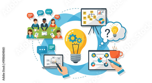 Business Innovation and Creative Team Brainstorming Concept