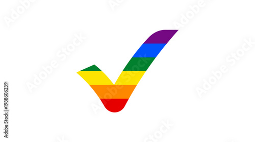 A vibrant rainbow-colored checkmark, symbolizing LGBTQ+ pride month, a symbol of acceptance and diversity, celebrating during pride month