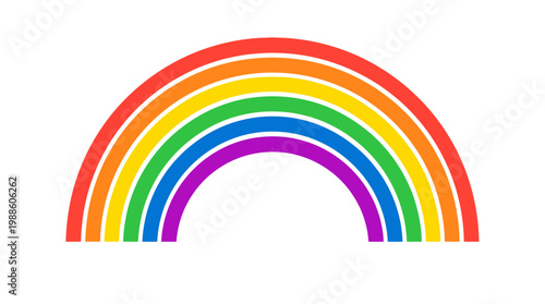 Vibrant rainbow arc representing diversity and LGBTQ+ pride month celebrations with a clean, flat vector illustration style