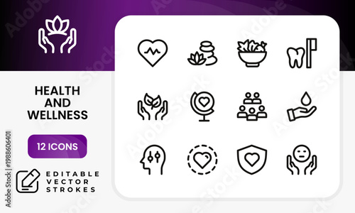 Health and wellness icon set. Professional health and wellness simple line icon bundle provides essential symbols for sleep and rest recovery.