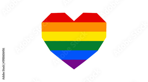 Vibrant Rainbow Heart Flat Vector Illustration Representing Pride Month Celebration, LGBTQ+ Support, and Diversity