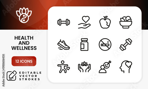Health and wellness icon set. A modern health and wellness clean line icon bundle offers professional pill and capsule graphics for pharmacy.