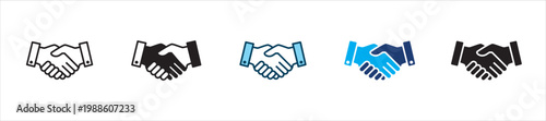 Handshake icon set. Icon symbol for handshake, agreement, partnership, deal, cooperation, trust, business, collaboration, contract, greeting, alliance, support. Vector illustration.