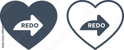 Photos Redo arrow icon inside heart shape, flat and outline style vector for user inter