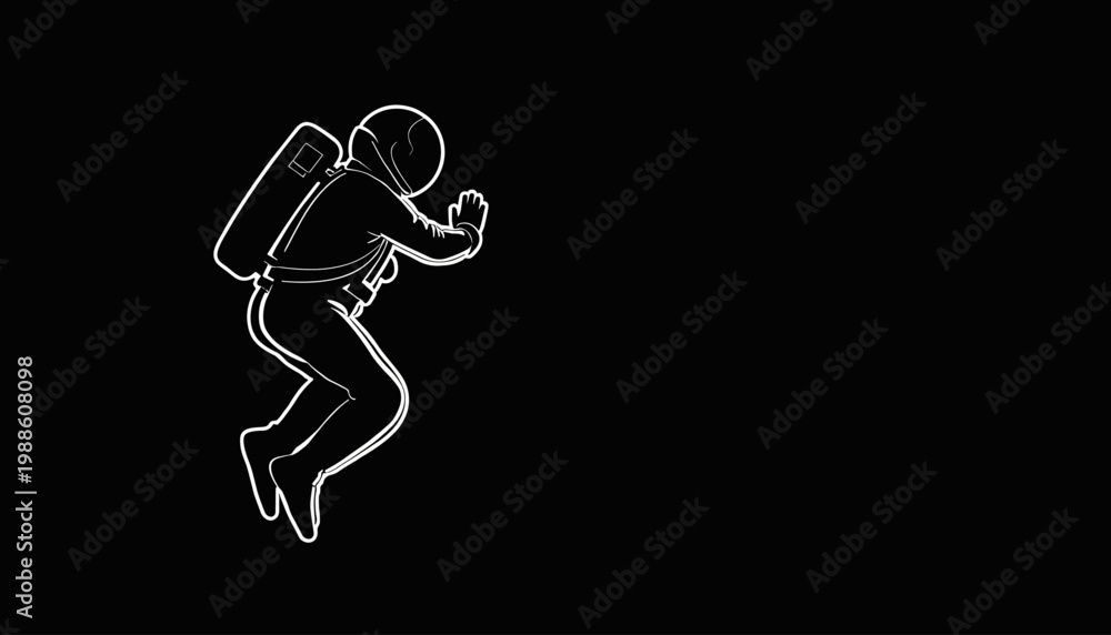 Fototapeta premium Astronaut floating in space with a dark background for Space Day 