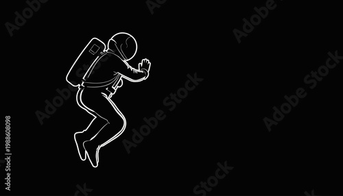 Astronaut floating in space with a dark background for Space Day  