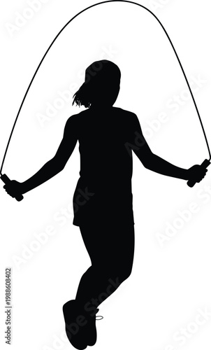 Woman skipping rope silhouette fitness cardio workout exercise  skipping rope silhouette fitness cardio workout exercise healthy lifestyle vector illustration isolated design concept