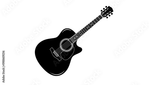 Acoustic guitar musical instrument flat vector icon for music apps and websites
