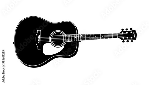 Acoustic guitar musical instrument flat vector icon for music apps and websites
