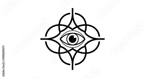 Minimalist eye symbol within a geometric line pattern