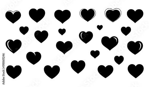 Heart Pattern with Scattered Love Icons in Various Sizes for Romantic Design, Valentine Backgrounds, Wedding Graphics and Emotional Expression Concepts
