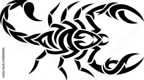 Black Scorpion Tribal Tattoo Design Art.