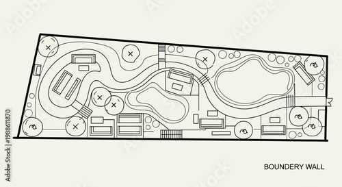 Detailed Technical Drawing of Amusement Park Layout.