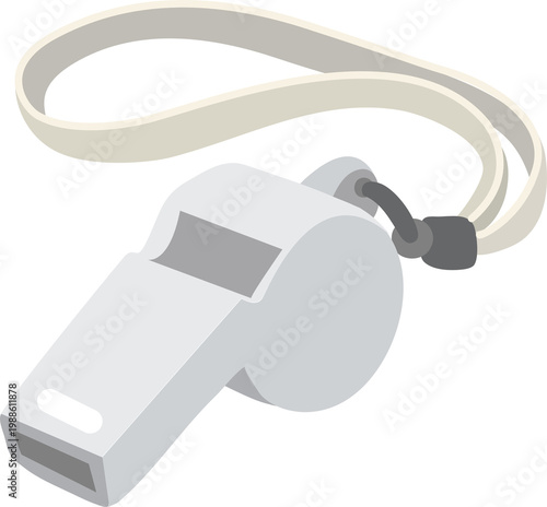 White whistle with lanyard icon isolated