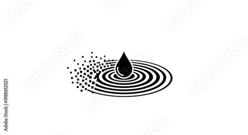 Black water ripple effect with droplet.