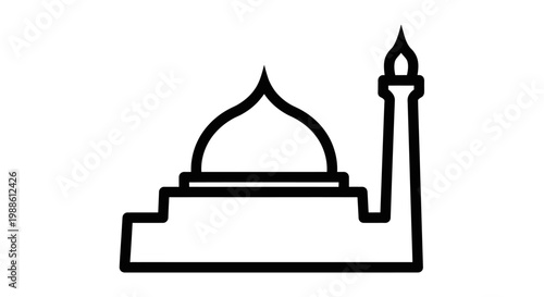 Simple Line Drawing of Mosque Icon.