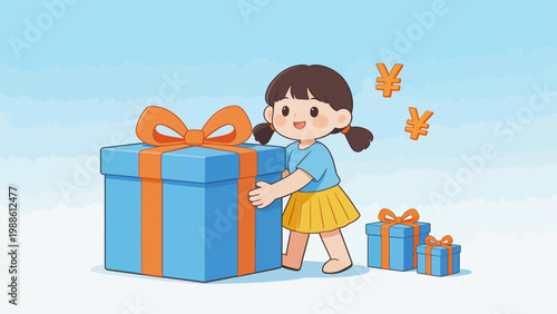 Cartoon girl with gift boxes