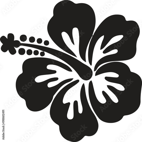 Black silhouette of a hibiscus flower with positive space, hibiscus