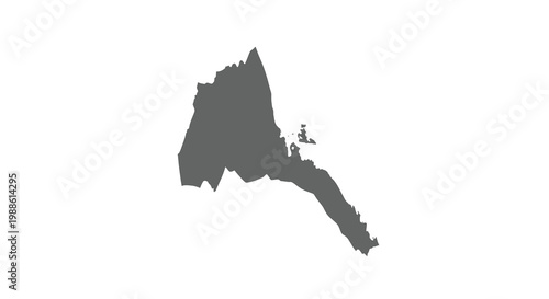A stark black silhouette depicts the geographical outline of the eritrea nation in africa high quality