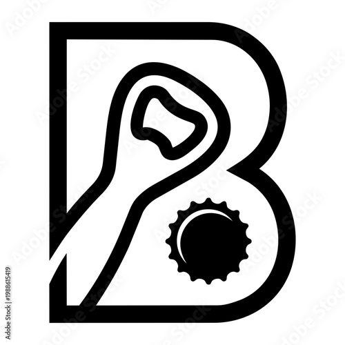 Modern Logo Design Featuring a Bottle Opener and Cap for Beverage Industry Branding