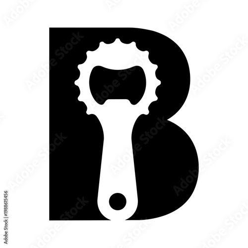 Creative Logo Design Featuring Minimalist Bottle Opener Symbol with Bold Letter B