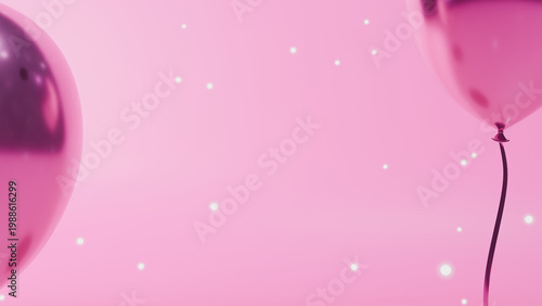 Glossy Pink Balloon Floating on Minimal Pastel Background - Love, Freedom, Aspiration, Goal Concept 3D Render