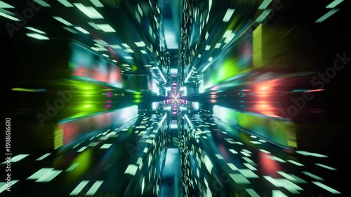 Animated squares flying towards the camera