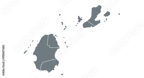 A dark blue political map displaying the islands of saint kitts and nevis caribbean high quality