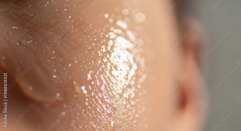 Fototapeta premium Close-up Macro Shot of Oily Skin with Glittery Shimmer.