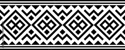 Seamless black traditional tribal geometric pattern