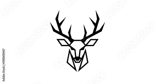 Minimalist geometric stag head logo on white background