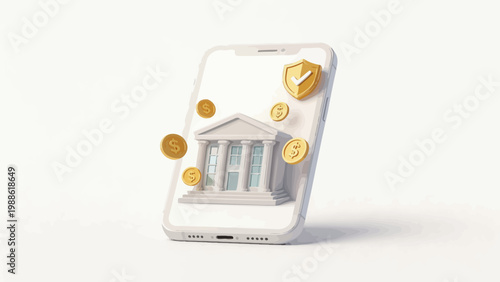 Mobile phone with bank and coins