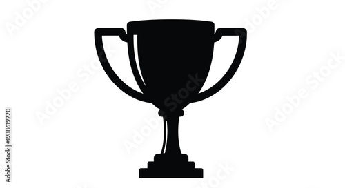 A simple black silhouette of a classic trophy with handles and a pedestal high quality professional