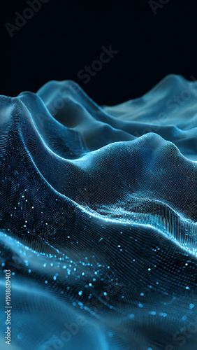 Abstract Digital Network Background with Blue Glowing Data Connections