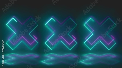 Abstract Animated Holographic Glowing Crosses