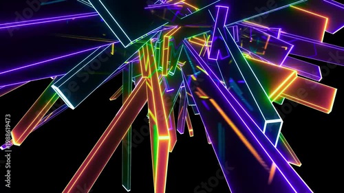 Abstract Animated Holographic Glowing Rectangles