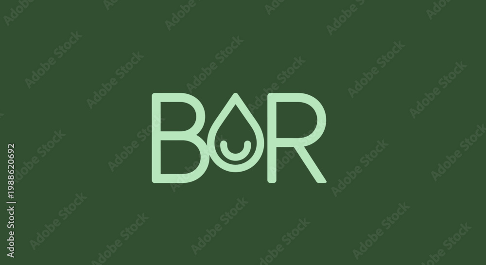 Obraz premium Minimalist green BOR logo design with water drop icon
