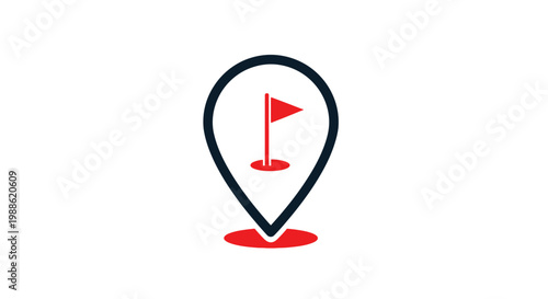 Minimalist golf flag location pin icon on white background