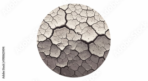Abstract pattern of dry cracked earth in a circle