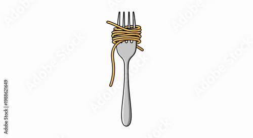 A silver fork with spaghetti noodles twirled around its tines