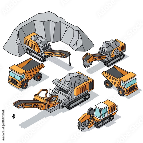 Heavy Industry Mining Dump Trucks Machinery.