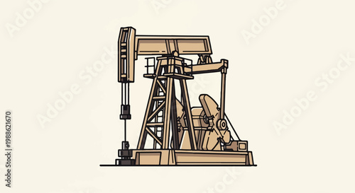 Simple cartoon illustration of a nodding oil pump jack against a plain background