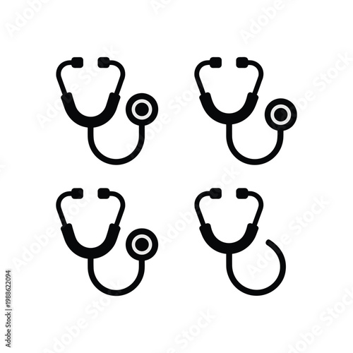 Set of funny cartoon doctor characters with medical symbols in a simple vector illustration design