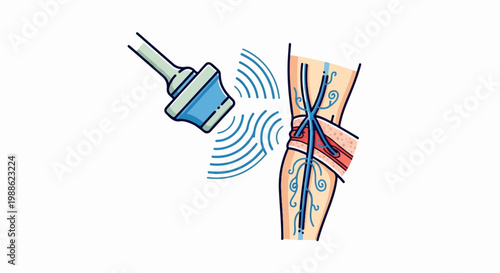 Medical device scans a leg showing veins and arteries